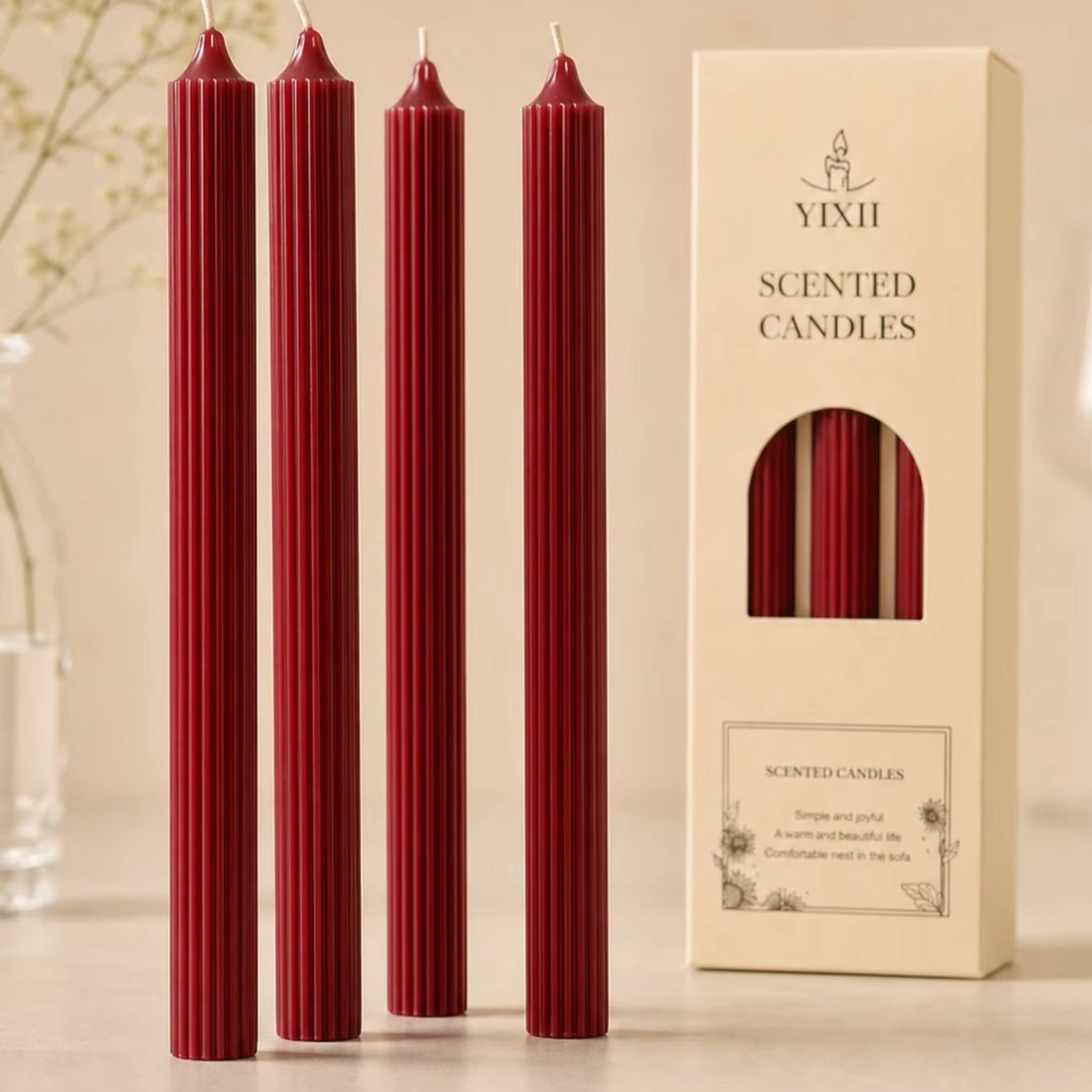 Home Fragrance Red Wine - Conjunto de 4 Velas Aromáticas Vermelhas